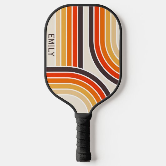 Kleurrijke retro bogen en lijnen pickleball paddle (Voorkant)