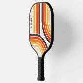 Kleurrijke retro bogen en lijnen pickleball paddle (Links)