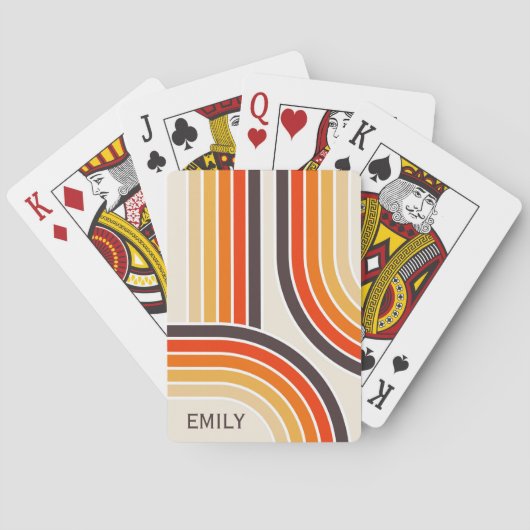 Kleurrijke retro bogen en lijnen pokerkaarten (Achterkant)
