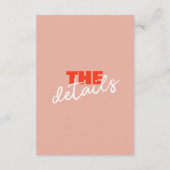  kleurrijke Retro Bold Modern Wedding Details Informatiekaartje (Achterkant)