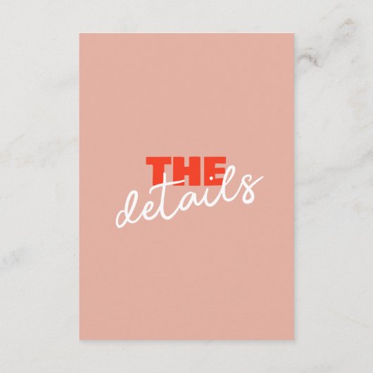 kleurrijke Retro Bold Modern Wedding Details Informatiekaartje (Achterkant)