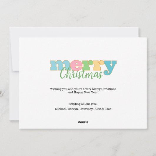 Kleurrijke Retro Bold Typografie Vrolijk en Helder Feestdagenkaart (Achterkant)