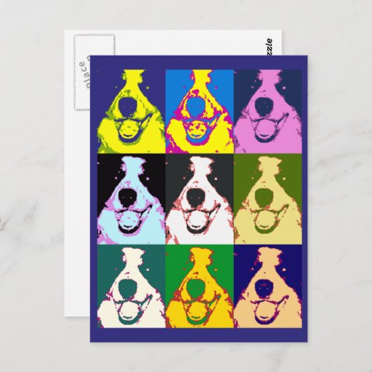 Kleurrijke Retro Border Collie Pop Art Briefkaart (Voorkant / Achterkant)