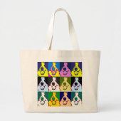 Kleurrijke Retro Border Collie Pop Art Grote Tote Bag (Voorkant)