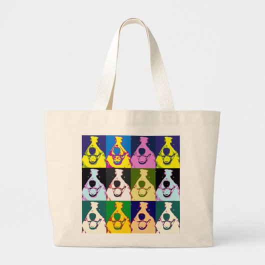 Kleurrijke Retro Border Collie Pop Art Grote Tote Bag (Voorkant)