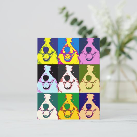 Kleurrijke Retro Border Collie Pop Art Horizontaal Briefkaart (Staand voorkant)