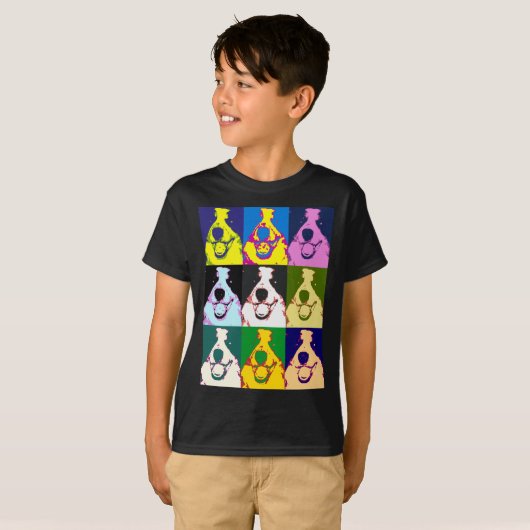 Kleurrijke Retro Border Collie Pop Art Kids' T-shirt (Voorkant volledig)