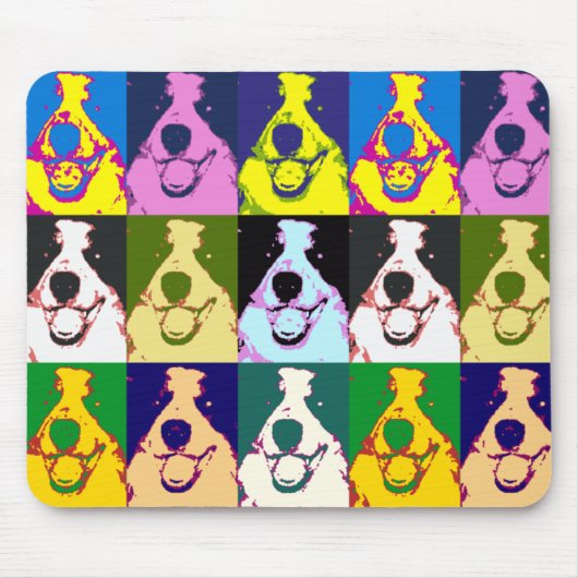 Kleurrijke Retro Border Collie Pop Art Muismat (Voorkant)