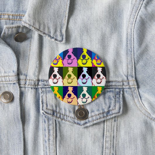Kleurrijke Retro Border Collie Pop Art Ronde Ronde Button 7,6 Cm (In situ)