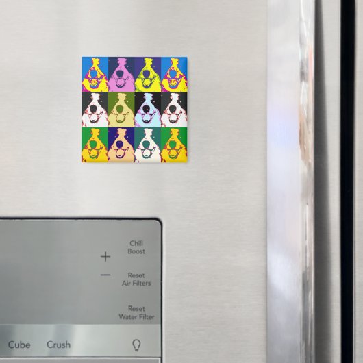 Kleurrijke Retro Border Collie Pop Art Square Magneet (Insitu (Koelkast))