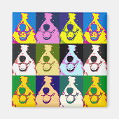 Kleurrijke Retro Border Collie Pop Art Square Magneet (Voorkant)