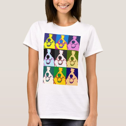 Kleurrijke Retro Border Collie Pop Art T-shirt (Voorkant)