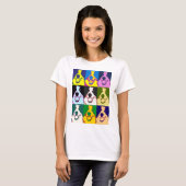 Kleurrijke Retro Border Collie Pop Art T-shirt (Voorkant volledig)