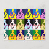 Kleurrijke Retro Border Collie Pop Art Verticaal Briefkaart (Voorkant)