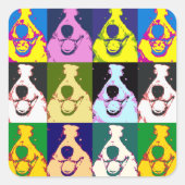 Kleurrijke Retro Border Collie Pop Art Vierkante Sticker (Voorkant)