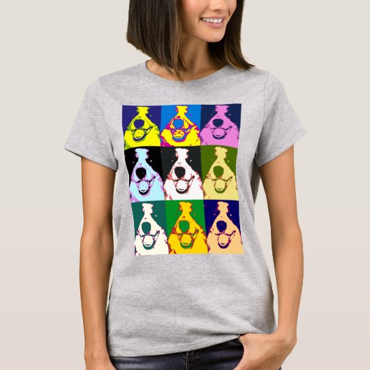 Kleurrijke Retro Border Collie Pop Art Vrouwen T-shirt (Voorkant)