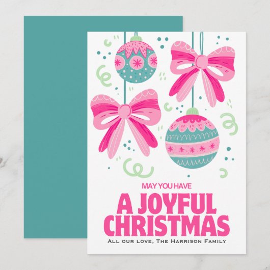 Kleurrijke Retro Bow Ornament Kerst Feestdagenkaart (Voorkant / Achterkant)