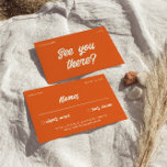 Kleurrijke Retro Bright Bold Funky Moderne Bruilof RSVP Kaartje<br><div class="desc">Een eenvoudige en elegante kalligrafie kleurrijke retro bruiloft rsvp kaart. Dat heeft een  eigentijdse oranje achtergrond met romig wit schrift. Minimalistisch en chique met gedurfde  belettering. Het is allemaal bewerkbaar door te klikken op de personaliseer knop.</div>