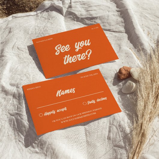 Kleurrijke Retro Bright Bold Funky Moderne Bruilof RSVP Kaartje