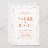 Kleurrijke Retro Bright Fun  Schattigee bruiloft Kaart (Voorkant)