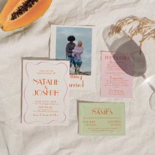 Kleurrijke Retro Bright Fun  Schattigee bruiloft Kaart