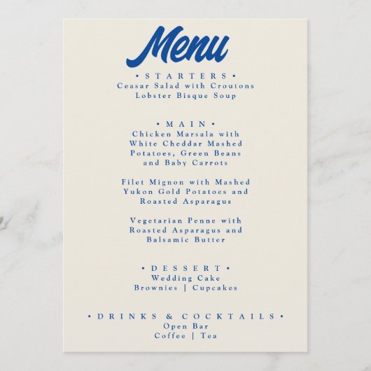 Kleurrijke Retro Bright Funky Modern Dinner Bruilo Menu (Voorkant)