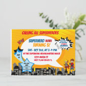 Kleurrijke Retro Cartoon Comic Superhero Halloween Kaart (Staand voorkant)