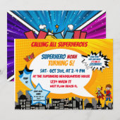 Kleurrijke Retro Cartoon Comic Superhero Halloween Kaart (Voorkant / Achterkant)