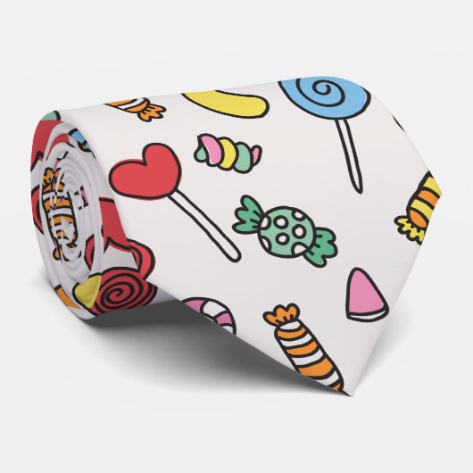 Kleurrijke Retro Cartoon Snoep Stropdas (Opgerold)