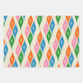 Kleurrijke Retro Christmas Mid Century Ornamenten Inpakpapier Vel (Voorkant 3)