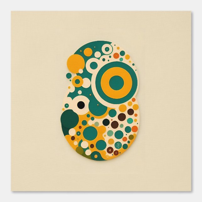 Kleurrijke Retro Cirkels Abstracte Kunst Behang (Voorkant)
