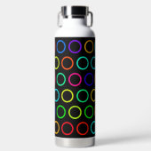 Kleurrijke Retro Cirkels Waterfles (Voorkant)