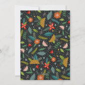 Kleurrijke Retro Citrus & Bloemige Turquoise Kerst Feestdagenkaart (Achterkant)