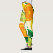 Kleurrijke retro Citrus l Sinaasappel l Geel l Gro Leggings (Links)