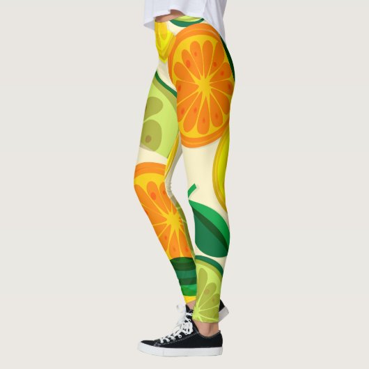 Kleurrijke retro Citrus l Sinaasappel l Geel l Gro Leggings (Links)