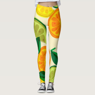 Kleurrijke retro Citrus l Sinaasappel l Geel l Gro Leggings