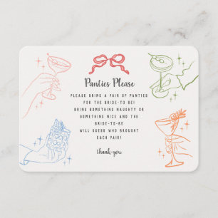 Kleurrijke Retro Cocktail Bach Party Panties Invoe Informatiekaartje