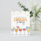 Kleurrijke Retro Cocktail Party Custom Briefkaart (Staand voorkant)