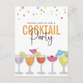 Kleurrijke Retro Cocktail Party Custom Briefkaart (Voorkant)