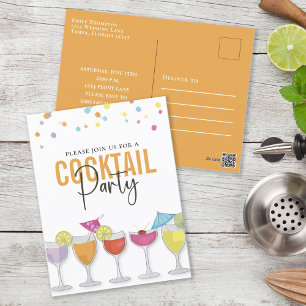 Kleurrijke Retro Cocktail Party Custom Briefkaart