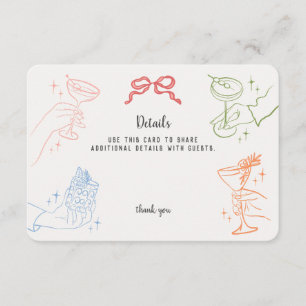 Kleurrijke Retro Cocktail Party Details Invoegen Informatiekaartje