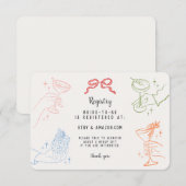 Kleurrijke Retro Cocktail Party Registry Kaart Inv (Voorkant / Achterkant)