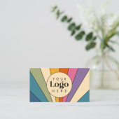 Kleurrijke Retro Custom Logo QR Code Sjabloon Visitekaartje (Staand voorkant)