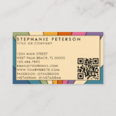 Kleurrijke Retro Custom Logo QR Code Sjabloon Visitekaartje (Achterkant)