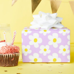 Kleurrijke Retro Daisy Bloemenlavendel Cadeaupapier