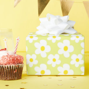 Kleurrijke Retro Daisy Floral Yellow Cadeaupapier
