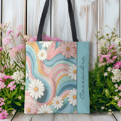 kleurrijke Retro Daisy Flower Power Naam Tote Bag