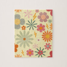 Kleurrijke Retro Daisy Flowers puzzel