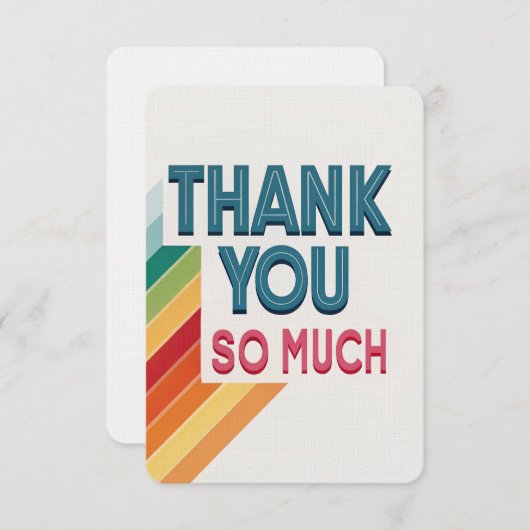 Kleurrijke retro "Dank je wel" Dank je wel kaart (Voorkant / Achterkant)