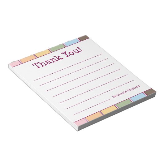 Kleurrijke retro Dank u Jouw naam Lined Notitieblok (Schuin)